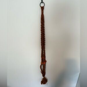 Vintage Orange Beaded Macrame Plant Hanger 🪴